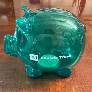 TD Bank Piggy Coin Bank Translucent Green